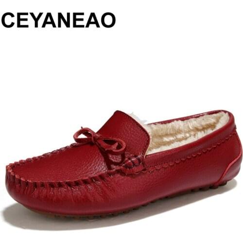 CEYANEAOLarge size 35-40 women flats new fashion genuine leather boots woman sole flexible sole plus cashmere shoes women shoes
