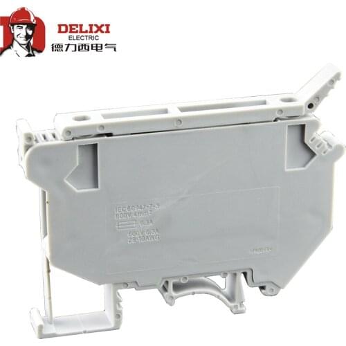 DELIXI UK5-HESI UK5RD 4mm2 DIN Rail Screw Clamp Fuse Terminal Blocks Connector