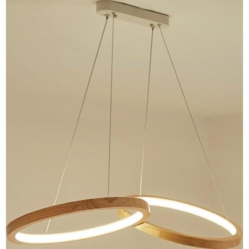 Wooden LED Pendant Lights For Dining Room two Wooden Round Lustre Wood Kitchen Luminaire Kitchen Hanging Lamp