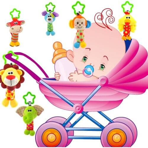 Baby Plush Stuffed Mobile Crib Car Seat Carseat Hanging Toy Rattle Squeaker Rustle Gifts for Girl Boy Toys 0-12 Months Newborn