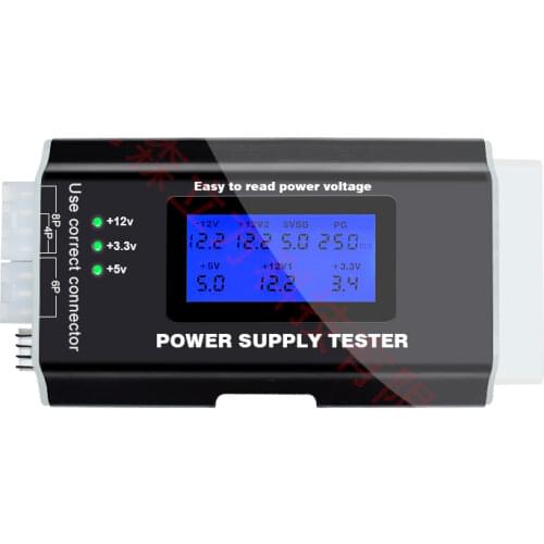 Check Quick Bank Supply Power Measuring Diagnostic Tester Tools LCD Display PC Computer 20/24 Pin Power Supply Tester