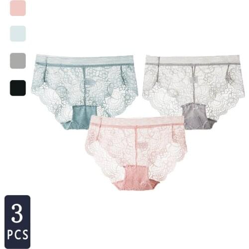 NORNS GIRL Hollow Breathable European and American Hot Selling Sexy and Comfortable Ladies Full Lace Underwear Briefs