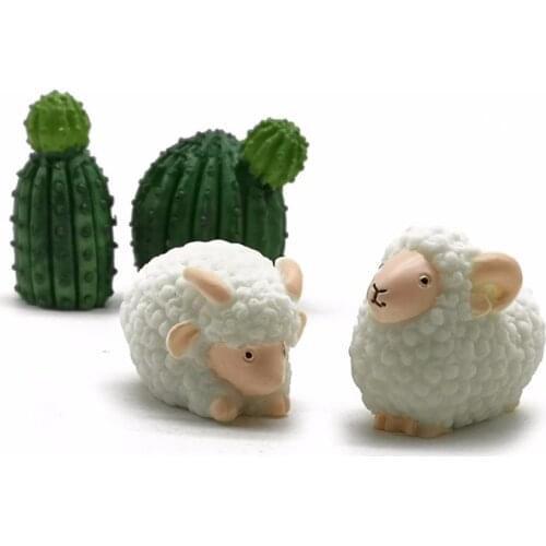 Sheep Lover Animal Figurine Model Resin Craft Gift Bonsai Decor Miniature Home Ornament Fairy Garden Decoration DIY Accessory