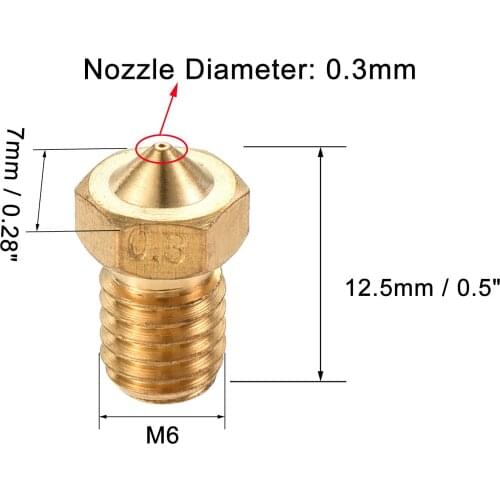 Uxcell 0.3mm 3D Printer Nozzle, 14pcs M6 Thread for V5 V6 3mm Extruder Print, Brass