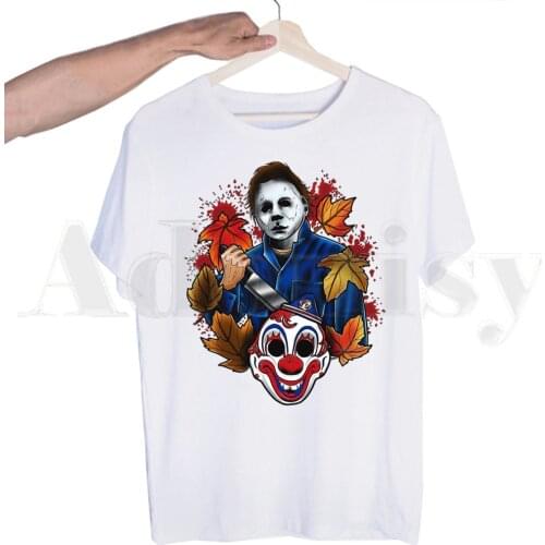 Halloween Horror Michael Myers Tshirts Men Fashion Summer T-shirts Tshirt Top Tees Streetwear Harajuku Funny