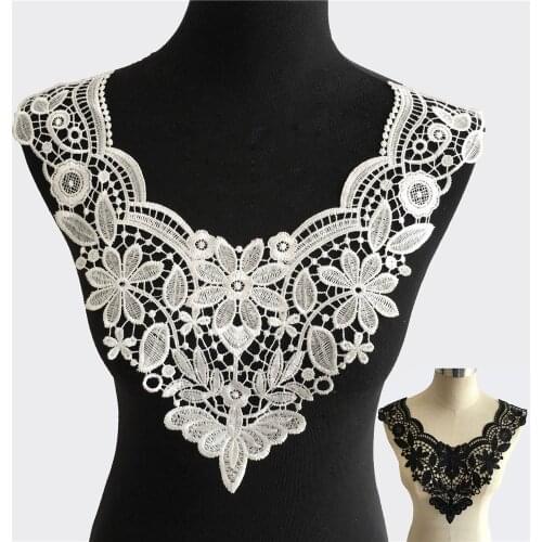 Lace Collar 3D cotton Lace Fabric Trim ribbon DIY Embroidery Applique Sewing guipure wedding Neckline decorate 1 pcs sale
