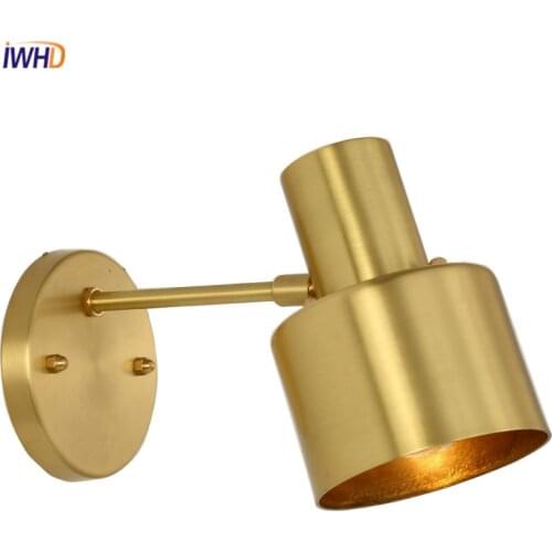 Brass Copper LED Wall lamp Modern Nordic Sconce Wandlamp E27 Simple Bedroom Bathroom Mirror Light Applique Murale Luminaire