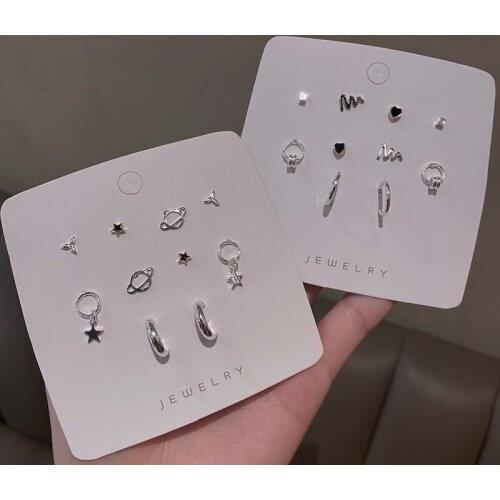 Fashionable And Simple Female Small And Fashionable Earrings Set Geometric Temperament Combination Earrings Tide