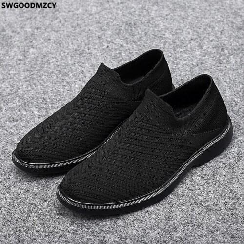 Black Socks Shoes for Man 2021 Brown Non-leather Casual Shoes Men Loafers Slip on Shoes Men Chaussure De Homme Sapato Masculino