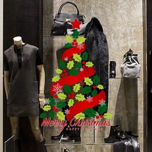 CRNT0130 window sticker Christmas 100% decoration for window shopping stores, without glue, repositionable and reusable at will