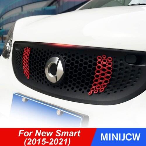 2pcs Car Mid-net Grille Sticker Decoration Exterior Mesh Honeycomb Modification For New Smart fortwo forfour 453 Car Accessories