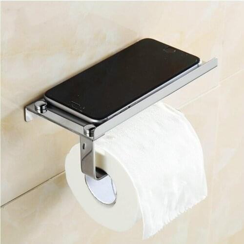 Bathroom Paper Phone Holder Shelf Stainless Steel Toilet Paper Holder Wall Mount Mobile Phones Rack Bathroom Accessories WY71419
