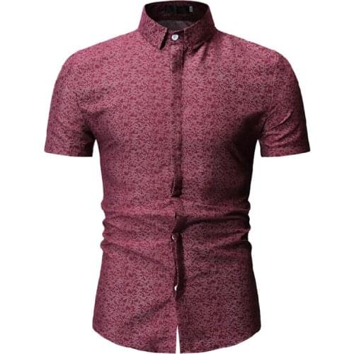 New Summer Business Casual Digital Printed Short Sleeve Mens Shirt