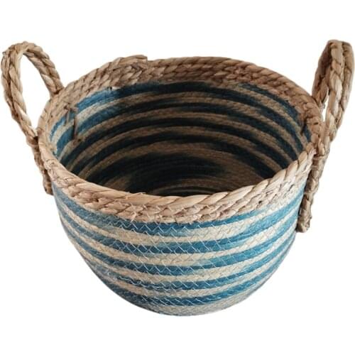 Newborn Photography Blanket Basket Props Infant Photo Props Crochet Straw Bed for Boys Girls Memory Birth Gift 69HE