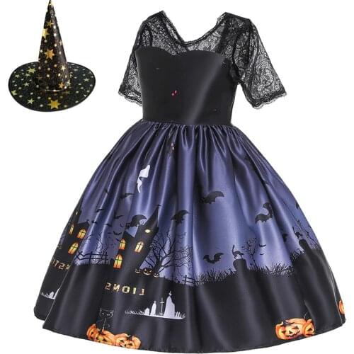 Girls Dresses Halloween Costume For Girls Party Dress Children Vampire Pumpkin Witch Cosplay Princess Christmas Kids Clothing