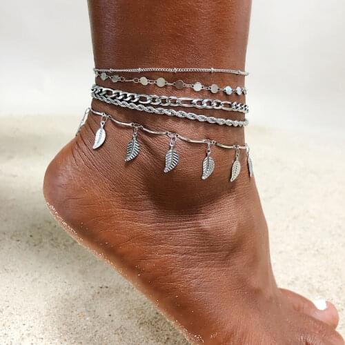 Beach Women Chain Anklet Stainless Steel Rope Twist Chain Link Ankle Summer Foot Bracelet Wholesale Jewelry