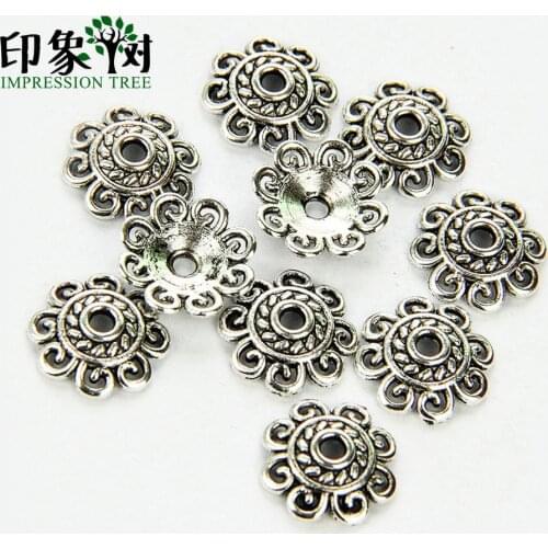 10pcs 12mm Zinc Alloy Silver Flower Star Spacer End Beads Caps Charms For Jewelry Making Bracelet Accessories 846