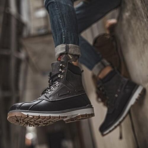 Sport and Sneaker fashion brown mens long home boot leather shoe flat vintage spring casual running mens black army tenis shoes