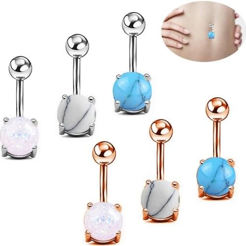 Style Design navel and rings navel body jewelry Natural stone cz gem belly piercing stainless steel crystal for navel piercing