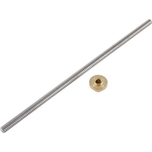 T8 Lead Screw for RepRap 3D Printers Parts Trapezoidal Screw Copper Nuts Leadscrew Part Length 250mm 300mm 350mm 400mm 500mm