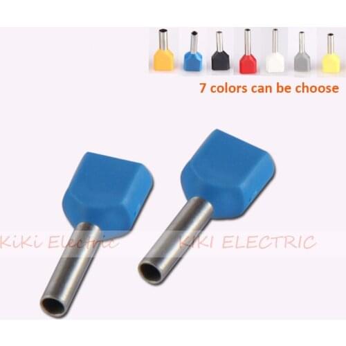 TE16-14 Blue Terminals Copper Crewel Tube Insulating Terminal 2X16.0mm2 Dual/Twin Entry wire Cord Terminals/ pre-insulate ends