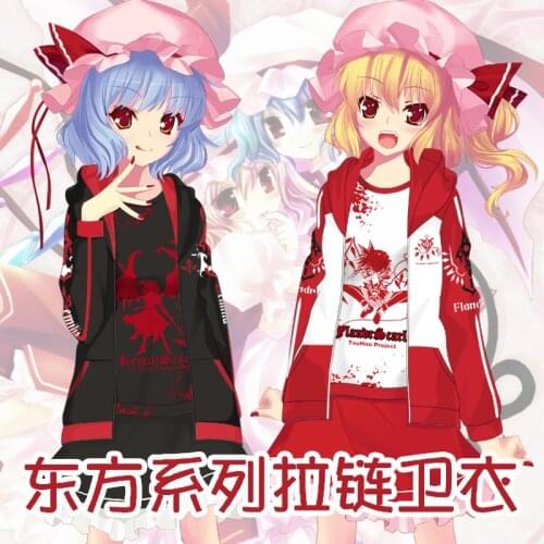 Anime TouHou Project Remilia Scarlet Flandre Scarlet Cosplay Girls Hoodie Autumn&Winter Hooded Zipper Women Pullover Coat TOPs