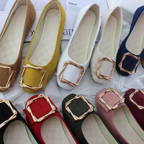 Plus Size 35-42 Women Flats Boat Shoes Metal Loafer Candy Color Ballet Flats Single Shoes Slip on Flat Shoes Woman zapatos mujer