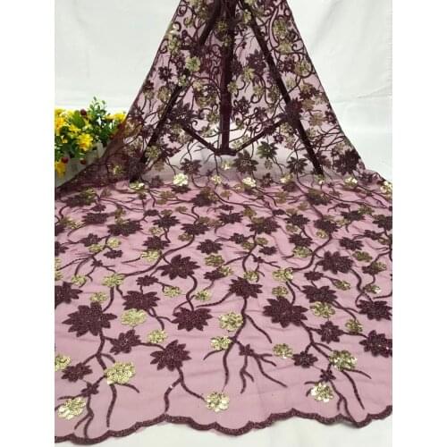 High Quality French Mesh Lace Fabric Sequins Embroidery Craft Sewing For DIY Evening Party Wedding Dress Skirt Trim 5 Yards