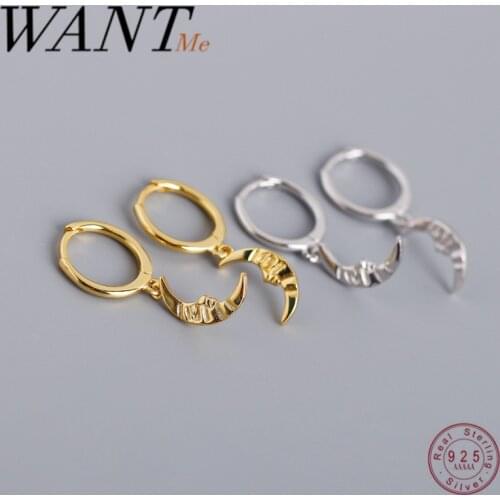 WANTME 925 Sterling Silver Minimalist Baroque Style Moon Spike Stud Eearrings for Fashion Women Punk Piercing Pendiente Jewelry