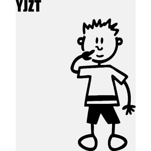 YJZT 5CM*10.2CM Family Car Sticker Vinyl Decal Boy 3 StickersFamily Black/Silver C3-2231