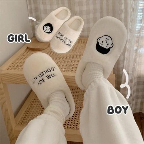 Winter Women Slipper Couple Men Shoe Fluffy Soft Warm Slip On House Slippers Antiskid Antislip Cozy Short Plush for Indoor House