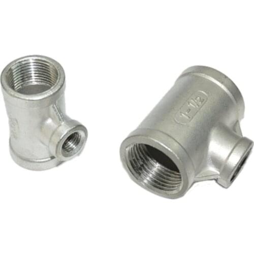 1/2" x 1/4" x 1/2" BSPT Female Reducer Tee 3 Ways 316 Stainless Steel Pipe Fitting Water Gas Oil