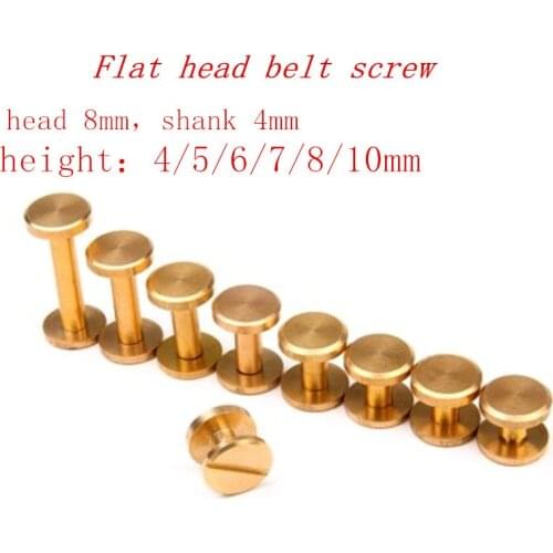 20pcs Arc Solid Brass flat head Stud Screw Nail Screw back Leather Rivet Belt 4mm /5mm/ 6mm / 7mm/ 8mm / 10mm
