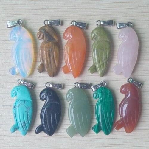 2018 fashion mixed carved natural stone woodpecker pendants charm for Necklace jewelry making wholesale 10pcs free shipping