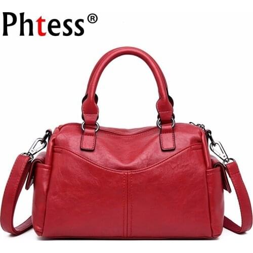2019 Luxury Handbags Women Bags Designer Vintage Boston Hand Bag Small Sac A Main Soft Leather Shoulder Bag Female Tote Bags New