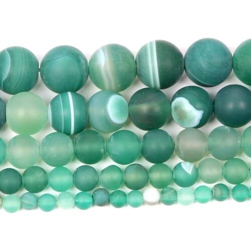 4-12mm Natural Stone Beads Loose Round Frosted Green Agates Stone Beads For Jewelry Making DIY Charm Bracelet Necklace Handmade