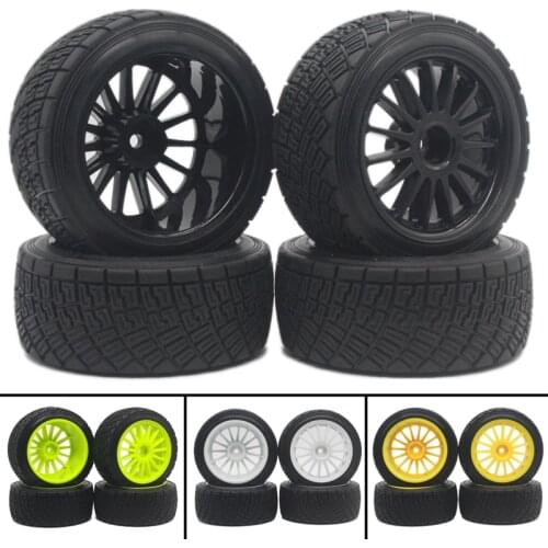 4PCS 80mm SET 2.2" Black WHEEL Rim & Tires Tyre HPI WR8 Rally Tarmac Off-Road HSP 94177