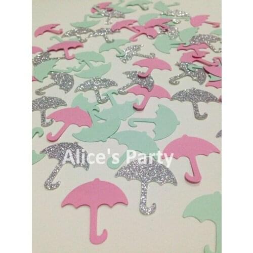 400pcs Glitter Silver Pink Mint Umbrella Confetti Baby Shower Birthday Party Table Setting Scatter Photo booth prop