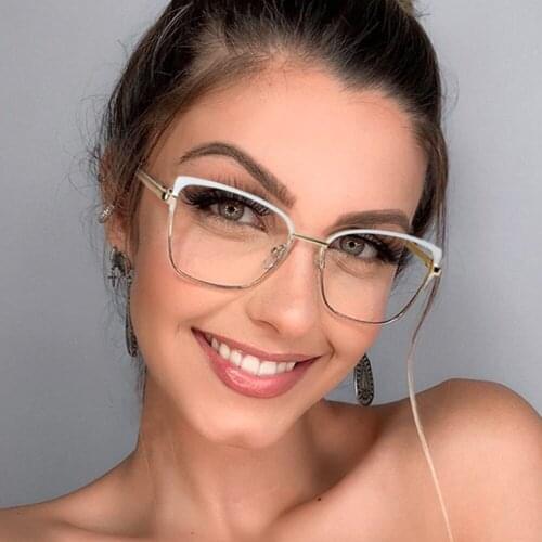 80073 Anti-blue Light Ladies Metal Cat Eye Glasses Frame Spring Legs Men Women Optical Fashion Computer Eyeglasses