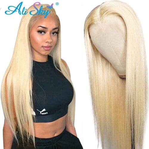 Alisky 613 Lace Frontal Wig Brazilian Straight Lace Front Human Hair Wigs Pre Plucked With Baby Hair 4x4 Transparent Lace Wig