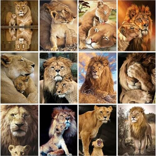 EverShine Diamond Painting Full Square Drill Lion Cross Stitch Diamond Embroidery Animal Mosaic Kits Wall Art Decor For Home