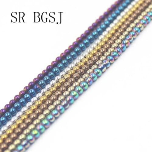 Free shipping 2mm Wholesale Smooth Surface Round Metallic Coated Hematite Loose Seed Bail Beads 15