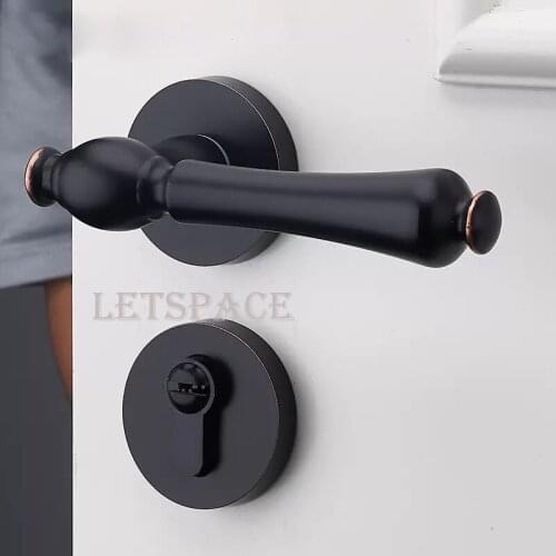 Free shipping Amerian inset indoor wood door locks bedroom mute door handle locks High-grade zinc alloy study room handle locks