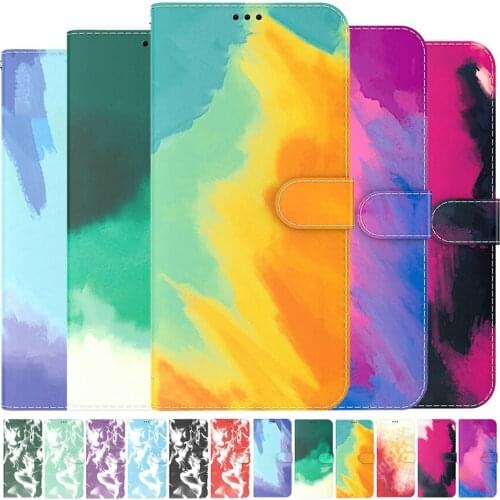 Watercolor Clouds Pattern Wallet Flip Case For OPPO A52 A72 A92 A33 A53 A53S A73 A54 A55 A74 A94 A92S A5 2020 A9 2020 Book Cover