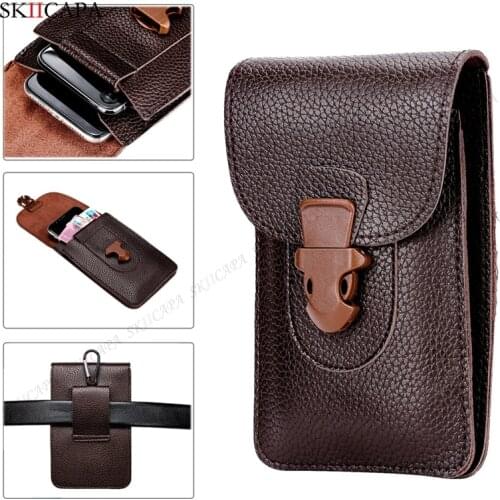 Genuine Leather Waist Belt Phone Bag for MOTO G60 G20 G50 G100 G30 G8 G10 E7 Power 6i Edge G Pro Holster Wallet Phone Pouch Case