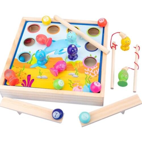 Kids Board Game Educational Toys Billiards Fishing Pinball Multifunction Montessori Games Fine Motor Coordination Training Gifts