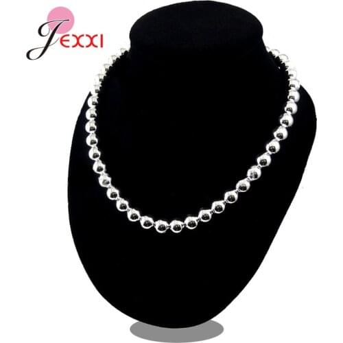 Fast Shipping Genuine 925 Sterling Silver Chain Necklaces New Models Beads Chain Necklaces Bright Wedding Anniversary Jewelry