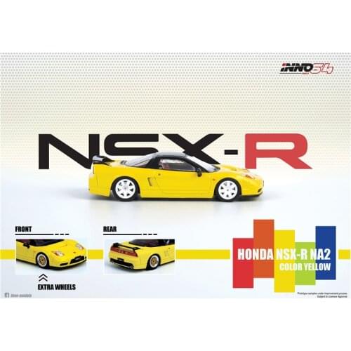 INNO 1:64 Honda NSX-R NA2 Yellow W/ Extra Wheels Diecast Model Car