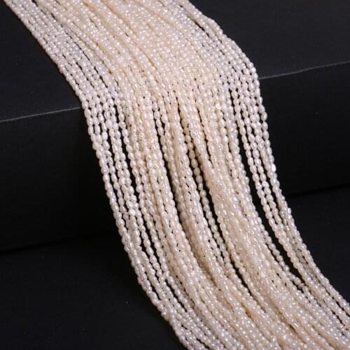 Fine 100% Natural Freshwater Pearl Beads Rice Shape Hole Beads For Women Jewelry Making DIY Bracelet Necklace 1.8-2mm 14 inch