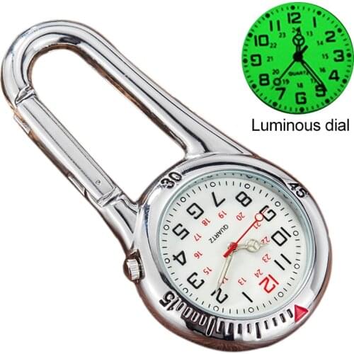Clip-On Carabiner Pocket Watch Nurse Watch Multi-function Compass Bottle Opener for Doctors Chefs Luminous Outdoor Sport Clock